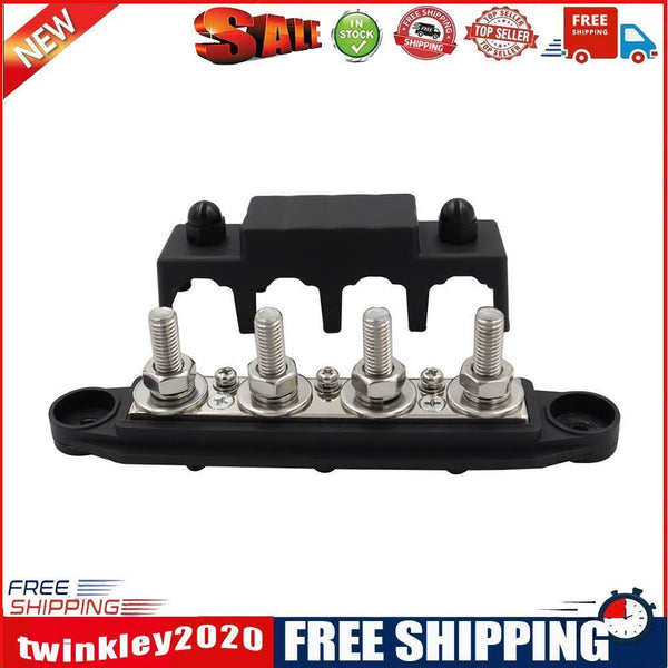 4 Post Power Distribution Block Bus Bar High Current Wiring Stud (M8 Black)