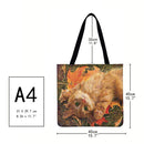Fashion Women Lawn Cat Printing Large Capacity Tote Shoulder Shopping Bag
