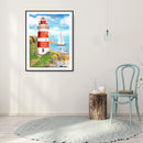 5D DIY Full Round Drill Diamond Painting Seaside Lighthouse Pattern Mosaic Ki