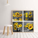 DIY Hand Painted 4 Panel Paint By Numbers Oil Canvas Pictures Sunflower Kit Gift