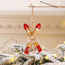 Wooden Sled Christmas Tree Hanging Ornaments Shop Window Pendant Xmas Home Decor