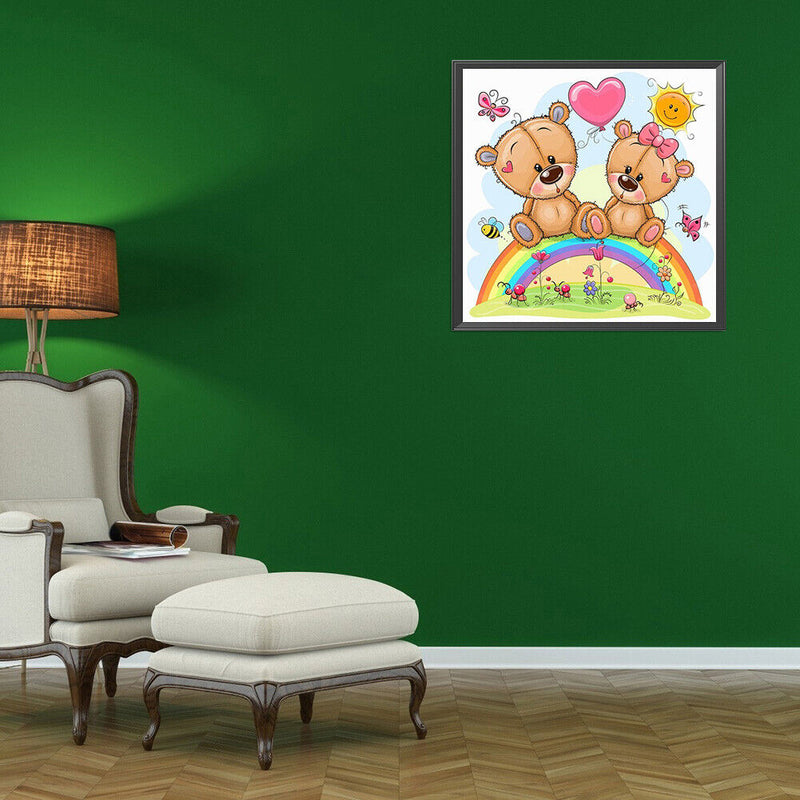 5D DIY Diamond Painting Full Round Drill Rainbow Cartoon Bear Picture Wall Decor
