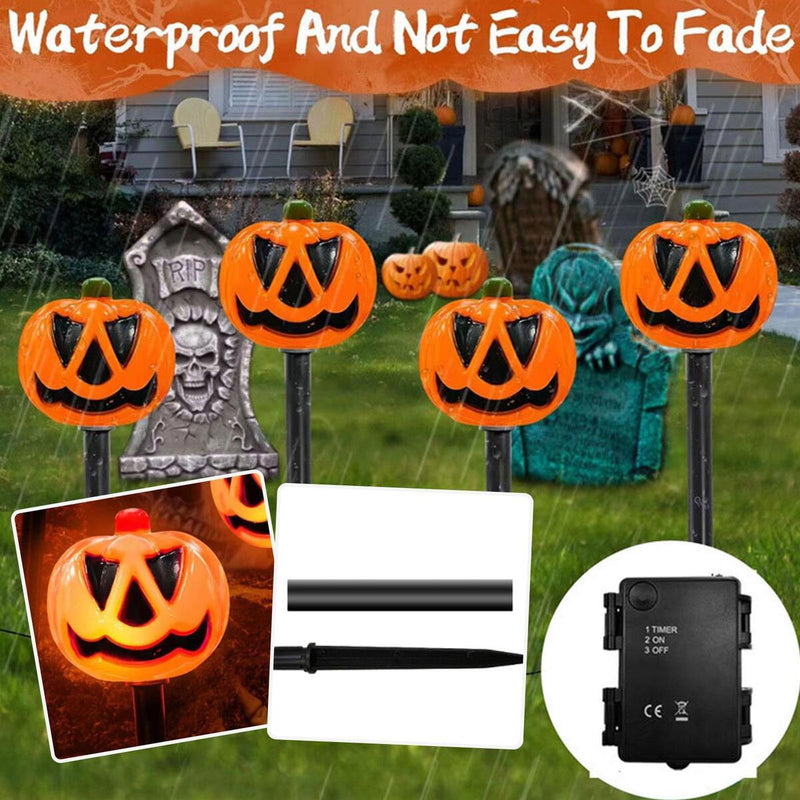 5Stk Solar-Kürbis-Laternen-Lampen-Bodenlicht Wasserdichte Halloween-Außen Dekor.