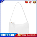 Soft PU Leather Women Underarm Bag Solid Color Casual Shoulder Bag (White)