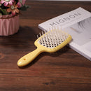 Wide Teeth Air Cushion Comb Scalp Massage Salon Hair Brush (Yellow white) Newly
