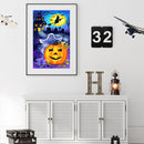 5D Full Round Drill Diamond Painting Kit Pumpkin Ghost Art Decor for Adults