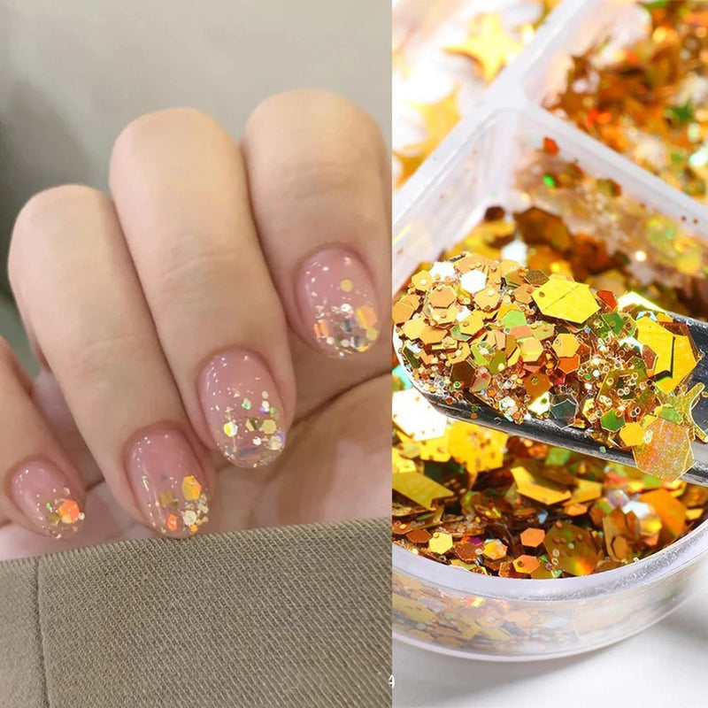 DIY Holographic Hexagon Chunky Glitter Flakes Summer Star Moon Nail Sequins
