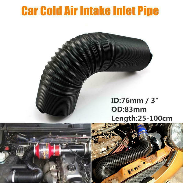 3" Universal Car Cold Air Intake Cooling Inlet Pipe Hose i Flexible u Duct R2B6