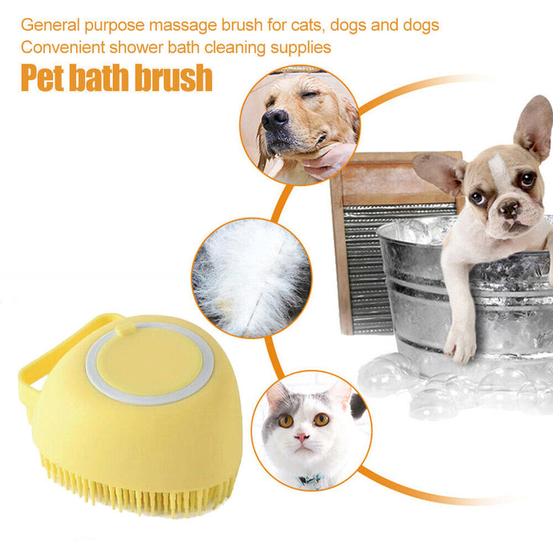 Soft Pet Dog Bath Shower Shampoo Brush SPA Massage Clean Scrubber (Yellow) Newly