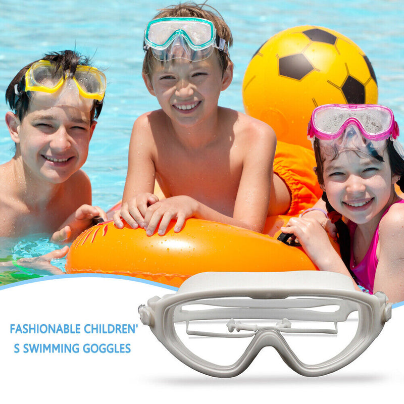 Children Goggles Waterproof Anti-fog Swimming Snorkeling Glasses (White) Newly