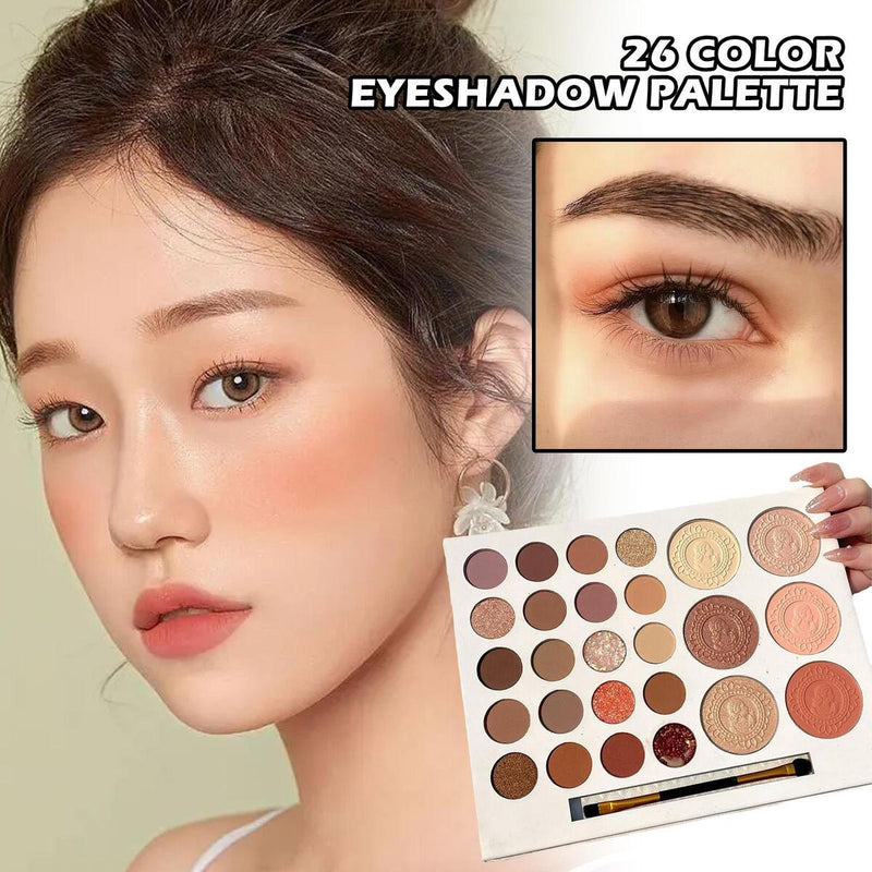 26 Colors Shiny Glitter Pigment Eyeshadow Palette Waterproof Eye Shadow Makeup#