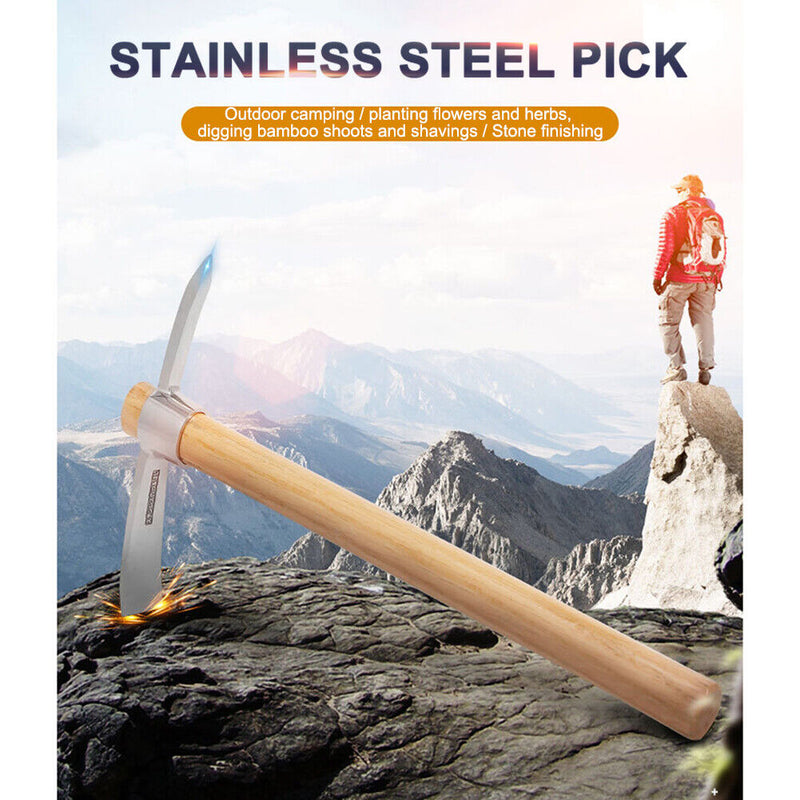 Stainless Steel High Hardness Tree Root Digging Lamb Pickaxe Wooden Handle Tools