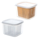 Food Storage Square Fridge Box Drain Sealed Box Fresh-keeping 2 in1 Container