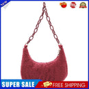 Retro Women Plush Hobos Shoulder Underarm Bag Acrylic Chain Handbag (Red)