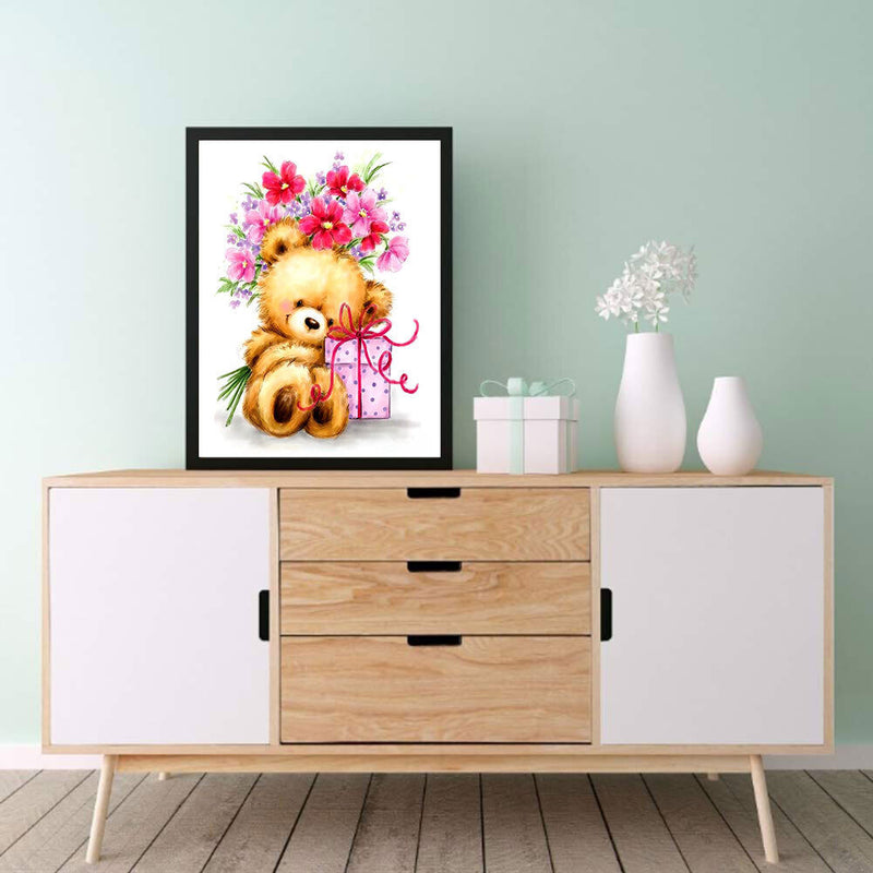 #A Full Ecological Cotton Thread 11CT 3 Teddy Bear Cross Stitch Cartoon Series K