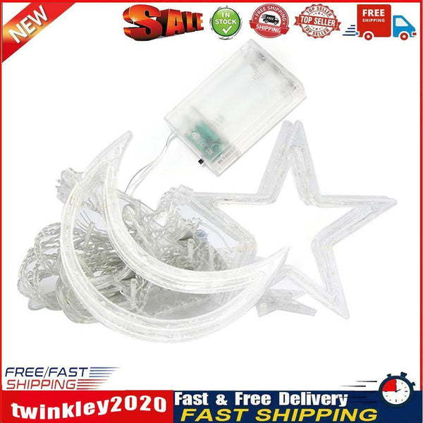 LED Star Moon Curtain Lamp Fairy String Light Festival Home Decor (White) Newly