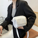 Women Autumn Winter Fashion Lamb Wool Pure Color Messenger Bags Shoulder Bag