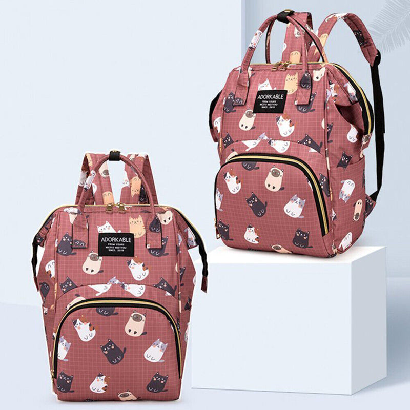 Fashion Women Printing Mummy Diaper Bag Nappy Large Handbag (Cartoon Cats)