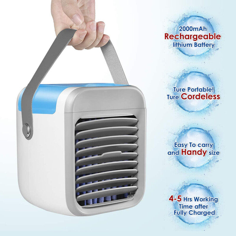 Mini Desktop Air Cooler Fan USB 3 Modes Portable Air Conditioner with Handle