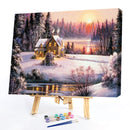Painting By Numbers Kit DIY Snow House Hand Painted Canvas Oil Art Picture