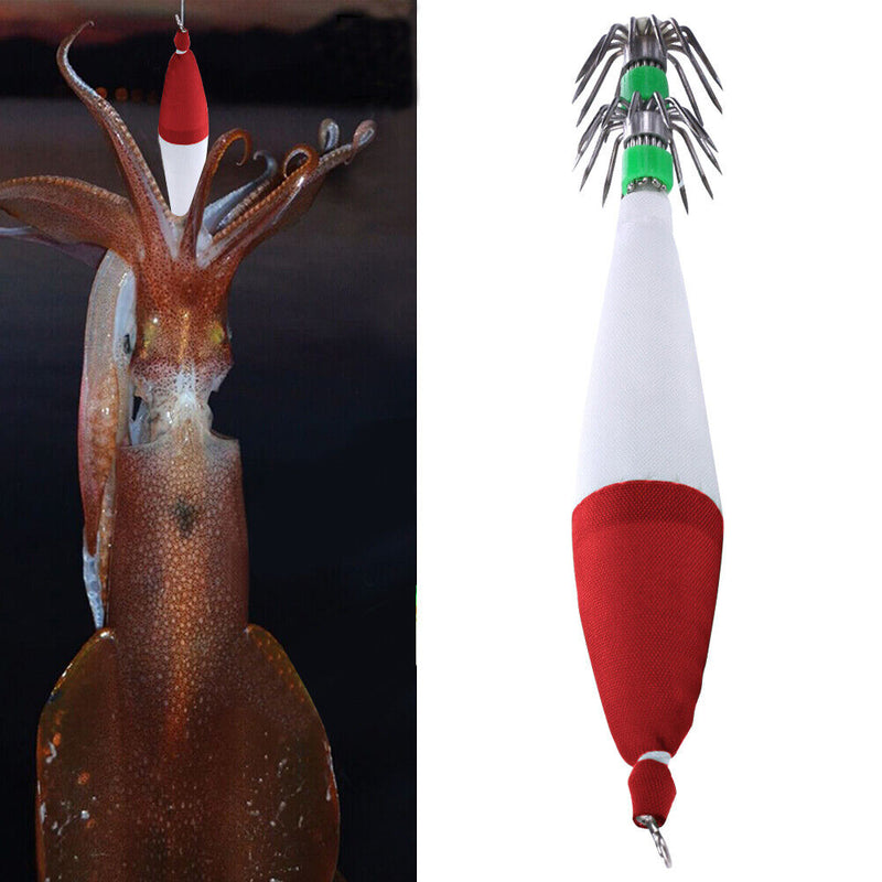 5pcs Hard Luminous Squid Jig Hooks Double-Layer Artificial Fishing Jig Hook Bait