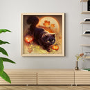 Full Embroidery Halloween Kits Black Cat 11CT Stamped Needlework Home Decoration