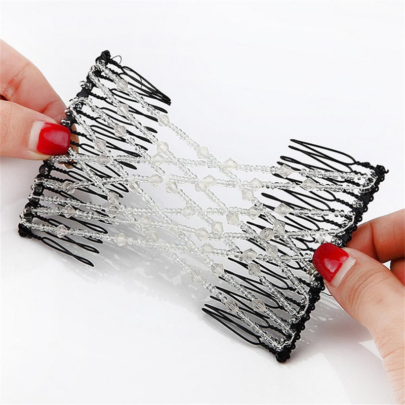Elastic Magic DIY Double Clip Headband Bun Hair Combs Metal Hairpins Beads Comb