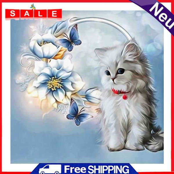 Canvas Paint By Numbers White Cat Oil Hand Painted Drawing Kit Home Decorations