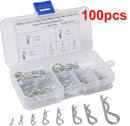 100Pcs R Clips Carbon steel Spring Lynch Hitch Cotter Hair Pin Assortment