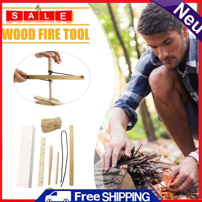 Outdoor Survival Wood Make Fire Drilling Tool for Camping Hiking Equipment Tool