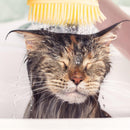 Pet Dog Massage Shampoo Brush Cat Bath Shower Brush Cleaning Comb (Yellow)