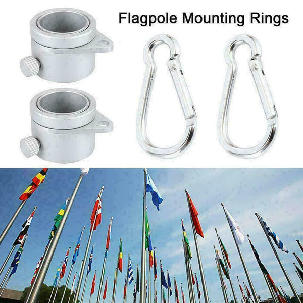 2* Alloy Metal Flag Pole Flagpole Rotating Rings Clip B4E2 Grommet Anti I7J Y8L9