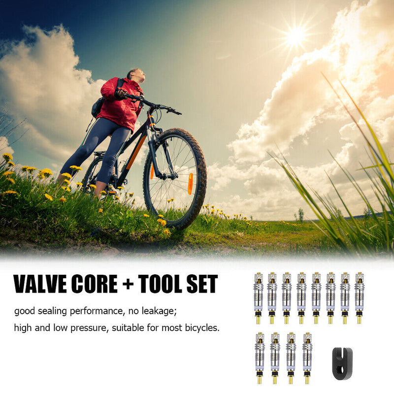 2/6/12pcs Replacement Brass Presta Valve Cores + Remover for Mountain Road
