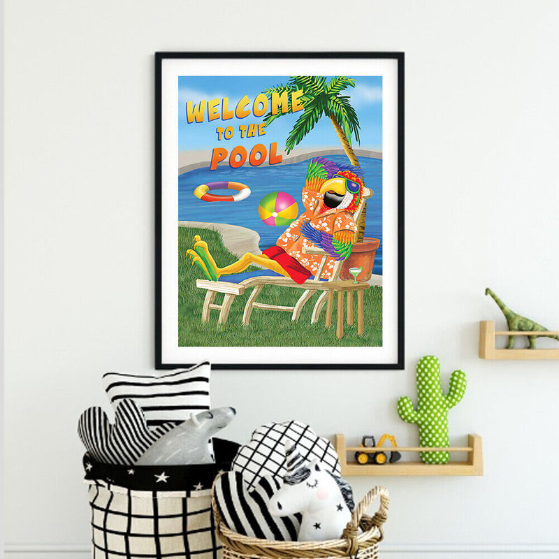 Oil Paint By Numbers Summer Beach Parrot on Canvas Digital Wall Art Handicraft