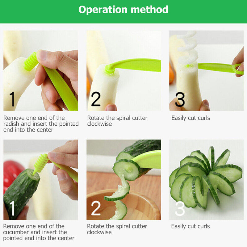 1pc Spiral Screw Hand Slicer  Plastic Vegetables Fruits Kitchen Accessories