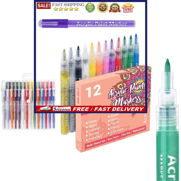 Acrylic Paint Pen 30 Colors Fine Point Tip Permanent Paint Marker Pen (0.7m