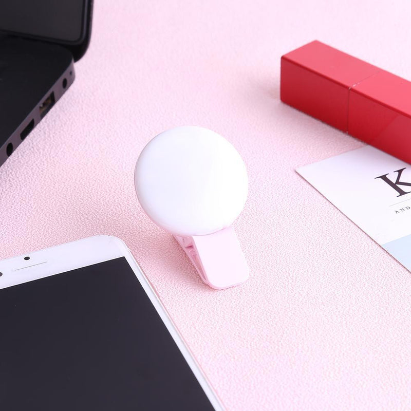 5pcs Mini LED USB Clip Mobile Phone Q Selfie Ring Flash  Fill Light(Pink)