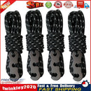4pcs Wind Rope with Hooks Buckle for Outdoor Camping Hiking Tents (Black) Newly