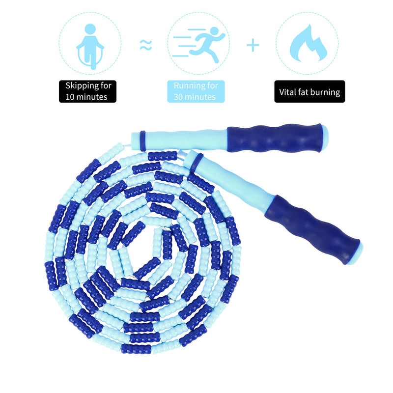 Skipping Rope Professional Rope Skipping Soft Beads Unknotted Rope (Blue) Newly