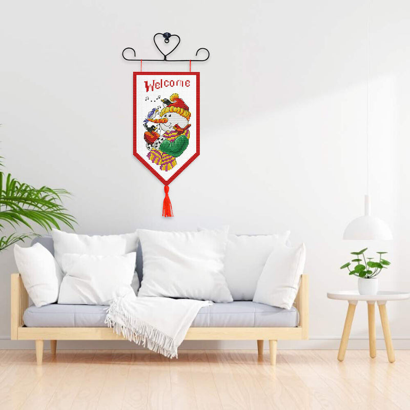Christmas Banner Pendant 14CT Stamped Cross Stitch Needlework Set (017) Newly