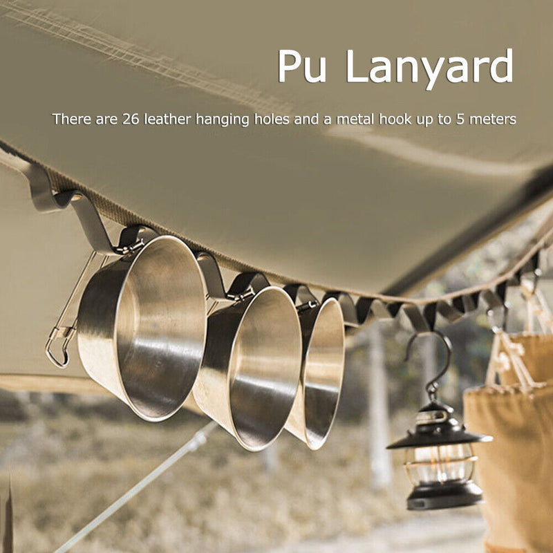 PU Leather Hanging Lanyard Multifunctional Adjustable Rope for Flagline Clothes