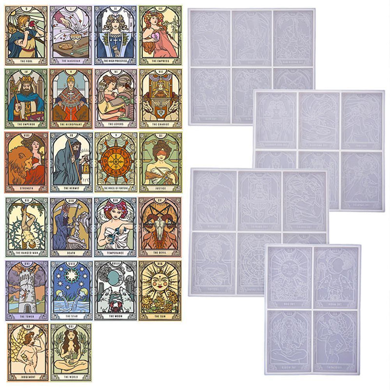 Tarot Card Molds 22 Silicone Full Set Cards Molds for Casting DIY (White)