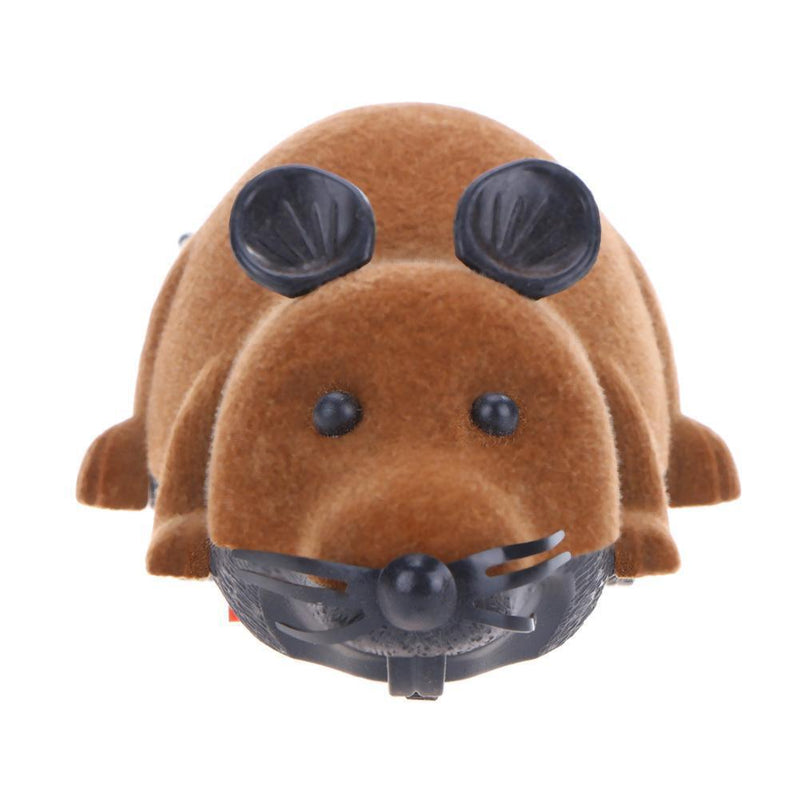 Wireless Electric RC Flocking Rat Toys Pet Cat Remote Control Mouse (Brown)