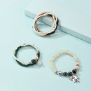 Ladies Bohemian Layered Hand Chain Multi Layers Beaded Pony Pendant Bracelet