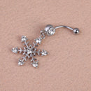 Snowflake Rhinestone Diamante Dangle Navel Belly Button Ring Jewelry Cute