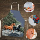 #A Kitchen Dancing Printed Linen Apron Waterproof Pinafore Home Cleaning for W