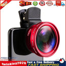 2 in 1 Lens Universal Clip 37mm Cell Phone Lens 0.45x 49UV HD Lens (Red) Newly