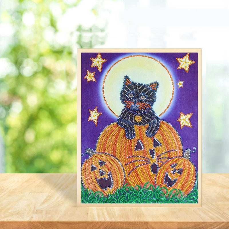 5D DIY Special Shaped Diamond Painting Pumpkin Cat Embroidery Mosaic Kits