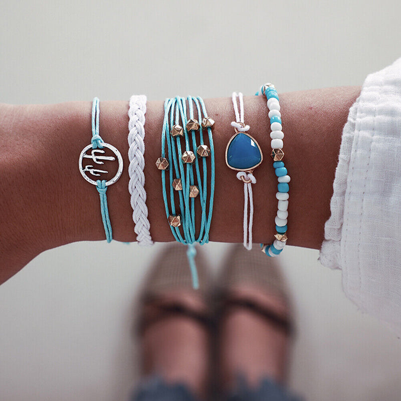 Multilayer Weave Rope Ethnic Bohemian Beads Shell Bangle Jewelry Gifts Bracelet