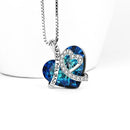 I Love You Forever Heart Pendant Necklace Crystals Elegant Blue He R3P5 I9K2